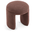  Color_Brown -- Bowen Brown Faux Shearling Teddy Fabric Upholstered Stool IMAGE 1