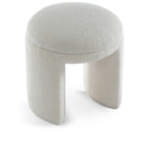  Color_Cream -- Bowen Cream Faux Shearling Teddy Fabric Upholstered Stool IMAGE 1