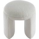  Color_Cream -- Bowen Cream Faux Shearling Teddy Fabric Upholstered Stool IMAGE 3