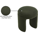  Color_Green -- Bowen Green Faux Shearling Teddy Fabric Upholstered Stool IMAGE 5