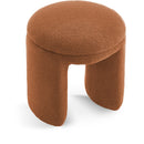 Meridian Bowen Saddle Faux Shearling Teddy Fabric Ottoman/Stool IMAGE 1