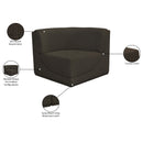  Meridian Ollie Brown Boucle Fabric Upholstered Modular Corner Chair IMAGE 9