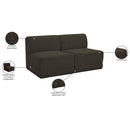  Meridian Ollie 60" Brown Boucle Fabric Upholstered 2 pc Armless Modular Loveseat IMAGE 9