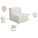  Manufacturer Color_Cream -- Ollie Cream Boucle Fabric Upholstered Modular Armless Chair IMAGE 9