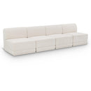  Manufacturer Color_Cream -- Ollie 120" Cream Boucle Fabric Upholstered 4 pc Armless Modular Sofa IMAGE 1