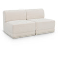  Manufacturer Color_Cream -- Ollie 60" Cream Boucle Fabric Upholstered 2 pc Armless Modular Loveseat IMAGE 1