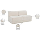  Manufacturer Color_Cream -- Ollie 60" Cream Boucle Fabric Upholstered 2 pc Armless Modular Loveseat IMAGE 9