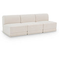  Manufacturer Color_Cream -- Ollie 90" Cream Boucle Fabric Upholstered 3 pc Armless Modular Sofa IMAGE 1