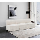  Manufacturer Color_Cream -- Ollie 90" Cream Boucle Fabric Upholstered 3 pc Armless Modular Sofa IMAGE 2