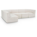 Manufacturer Color_Cream -- Ollie 128" Cream Boucle Fabric Upholstered 5 pc Modular Sectional IMAGE 1