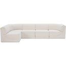  Manufacturer Color_Cream -- Ollie 128" Cream Boucle Fabric Upholstered 5 pc Modular Sectional IMAGE 5