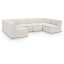  Manufacturer Color_Cream -- Ollie 128" Cream Boucle Fabric Upholstered 6 pc Modular Sectional IMAGE 1