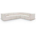  Manufacturer Color_Cream -- Ollie 128" Cream Boucle Fabric Upholstered 6 pc Modular Sectional IMAGE 1