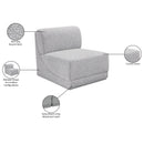  Manufacturer Color_Grey -- Ollie Grey Boucle Fabric Upholstered Modular Armless Chair IMAGE 9