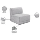 Meridian Ollie Grey Boucle Fabric Armless IMAGE 9