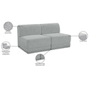  Manufacturer Color_Grey -- Ollie 60" Grey Boucle Fabric Upholstered 2 pc Armless Modular Loveseat IMAGE 9