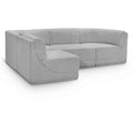  Manufacturer Color_Grey -- Ollie 98" Grey Boucle Fabric Upholstered 4 pc Modular Sectional IMAGE 1