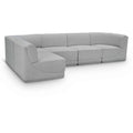  Manufacturer Color_Grey -- Ollie 128" Grey Boucle Fabric Upholstered 5 pc Modular Sectional IMAGE 1