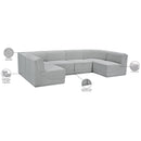  Manufacturer Color_Grey -- Ollie 128" Grey Boucle Fabric Upholstered 6 pc Modular Sectional IMAGE 13