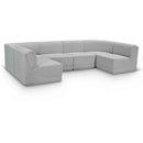  Manufacturer Color_Grey -- Ollie 128" Grey Boucle Fabric Upholstered 6 pc Modular Sectional IMAGE 1