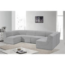  Manufacturer Color_Grey -- Ollie 128" Grey Boucle Fabric Upholstered 6 pc Modular Sectional IMAGE 2