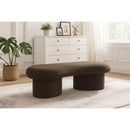  Color_Brown -- Luka Brown Boucle Fabric Upholstered Bench IMAGE 2