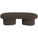  Color_Brown -- Luka Brown Boucle Fabric Upholstered Bench IMAGE 4
