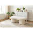  Color_Cream -- Luka Cream Boucle Fabric Upholstered Bench IMAGE 2