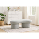 Meridian Luka Grey Boucle Fabric Bench IMAGE 2