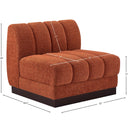 Meridian Quinn Cognac Chenille Fabric Armless Chair IMAGE 10