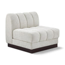 Meridian Quinn Cream Chenille Fabric Armless Chair IMAGE 1
