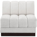 Meridian Quinn Cream Chenille Fabric Armless Chair IMAGE 4
