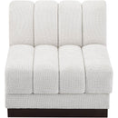 Meridian Quinn Cream Chenille Fabric Armless Chair IMAGE 5