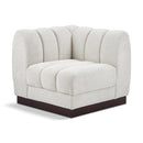 Meridian Quinn Cream Chenille Fabric Corner Chair IMAGE 1