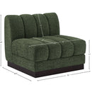  Manufacturer Color_Green -- Quinn Green Chenille Fabric Upholstered Modular Armless Chair IMAGE 10