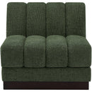Meridian Quinn Green Chenille Fabric Armless Chair IMAGE 4