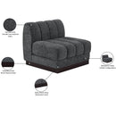  Manufacturer Color_Grey -- Quinn Grey Chenille Fabric Upholstered Modular Armless Chair IMAGE 11
