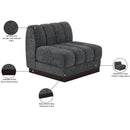 Meridian Quinn Grey Chenille Fabric Armless Chair IMAGE 11