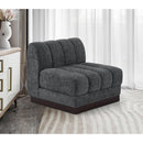  Manufacturer Color_Grey -- Quinn Grey Chenille Fabric Upholstered Modular Armless Chair IMAGE 2