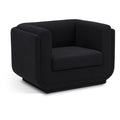 Meridian Kimora Black Linen Textured Fabric Chair IMAGE 1