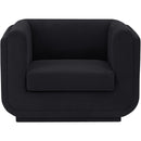 Meridian Kimora Black Linen Textured Fabric Chair IMAGE 4