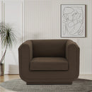 Meridian Kimora Brown Linen Textured Fabric Chair IMAGE 2