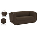  Manufacturer Color_Brown -- Kimora 64.5" Brown Linen Textured Fabric Upholstered Loveseat IMAGE 13