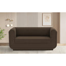  Manufacturer Color_Brown -- Kimora 64.5" Brown Linen Textured Fabric Upholstered Loveseat IMAGE 2
