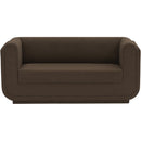  Manufacturer Color_Brown -- Kimora 64.5" Brown Linen Textured Fabric Upholstered Loveseat IMAGE 4