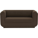 Meridian Kimora Brown Linen Textured Fabric Loveseat IMAGE 4