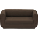  Manufacturer Color_Brown -- Kimora 64.5" Brown Linen Textured Fabric Upholstered Loveseat IMAGE 5