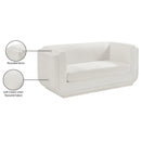 Meridian Kimora Cream Linen Textured Fabric Loveseat IMAGE 13