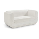  Manufacturer Color_Cream -- Kimora 64.5" Cream Linen Textured Fabric Upholstered Loveseat IMAGE 1