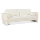 Meridian Madeline Cream Chenille Fabric Sofa IMAGE 1